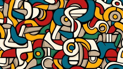 Fototapeta premium Abstract Colorful Intertwined Shapes Design Pattern Artwork