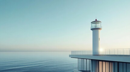 Lighthouse building with overlooking the sea