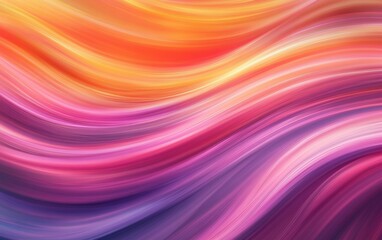 A vibrant abstract background with smooth flowing lines in gradient hues of orange, pink, and purple creating a wave effect