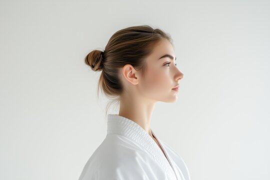 karate girl on a white background