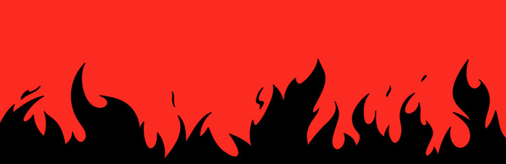 Fire background with dynamic flame motion. Burn effect, fiery silhouette .Flat vector illustration isolated