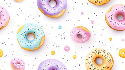 Delightful Pastel Donuts Sprinkled with Joyful Confetti Pattern