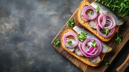 Delicious Herring Sandwiches with Red Onions