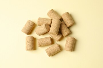 Wine corks on color background 