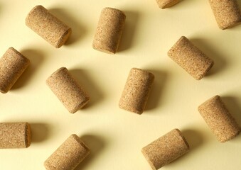 Wine corks on color background 