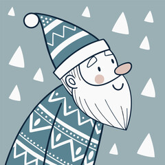 Nordic Noel Santa Claus in Scandinavian Style Illustrator Artwork