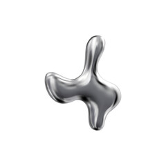 Vector image with a smooth shape in the form of a blob with chrome coating