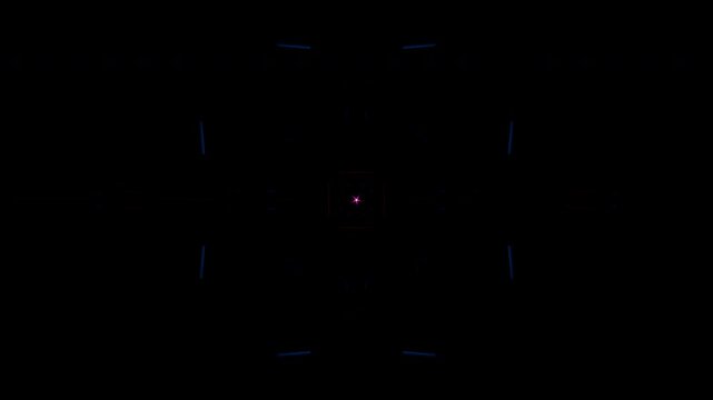 Rotating geometric forms and pulsing light in a mesmerizing VJ animation