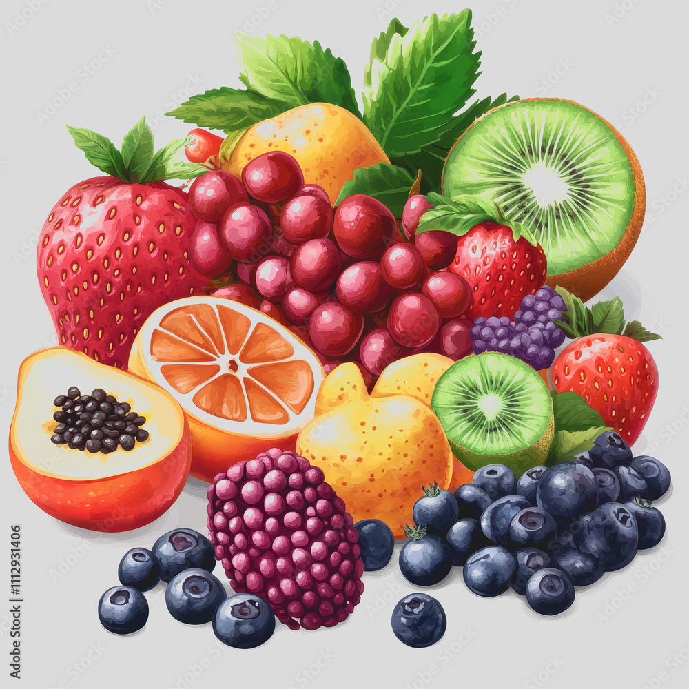 Aufkleber a colorful array of fresh fruits displaying vibrant colors and textures including strawberries, kiwi