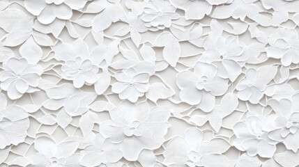 Intricate White Floral Design, Embossed Texture, Elegant Surface Pattern