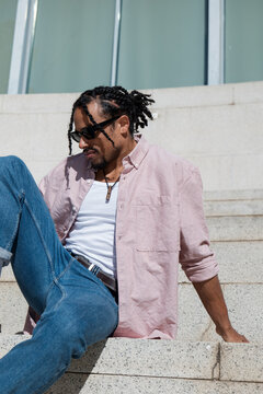 Portrait of stylish man with sunglasses