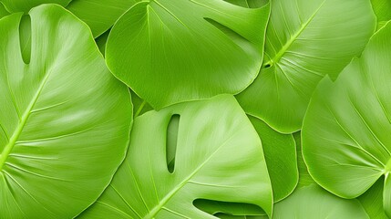 Lush Green Tropical Leaves Background Texture Image for Design Projects