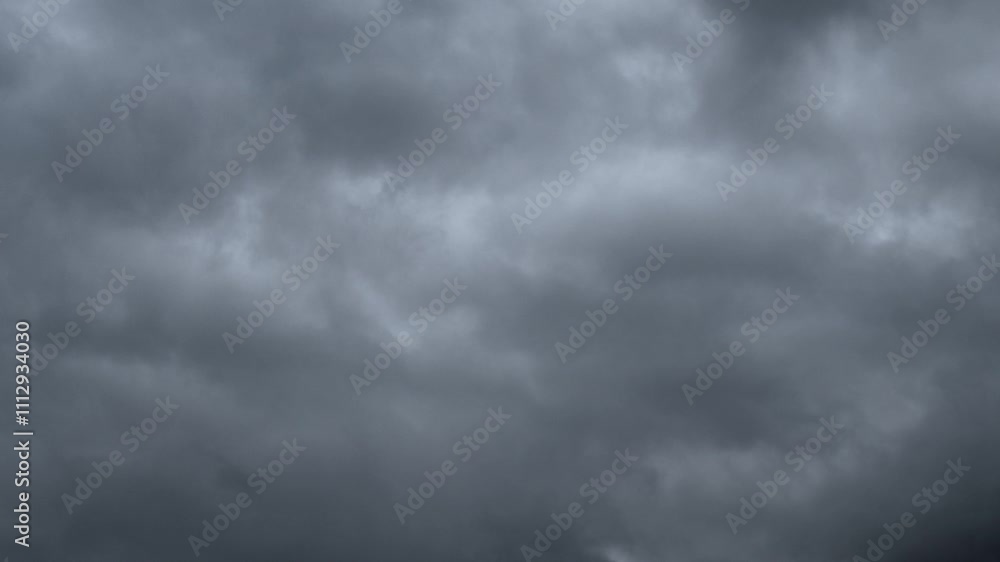 Wall mural time lapse of gray rain clouds churring about a silhouette skyline of evergreen trees