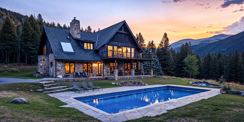 Luxury Mountain Lodge House Home