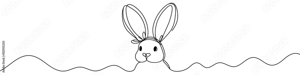 Poster minimalist vector illustration depicting a rabbit with its long ears drawn with one single continuou