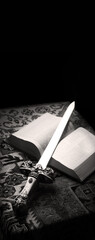 Old sword on the bible