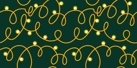 Winter seamless pattern with garland of light bulbs. Vector seamless pattern background vector happy Christmas and happy new year