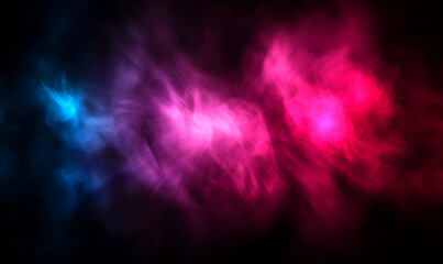 Fototapeta premium Abstract vibrant pink and blue nebula-like swirls on a black background. Ideal for website banners, presentations, or artistic projects.