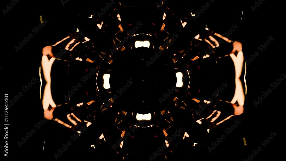 Poster pulsating neon light with rotating geometric shapes in a seamless vj loop