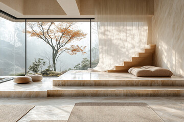 Serene Minimalist Room Design With Scenic View