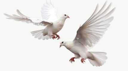 Two White Doves in Flight: A Symbol of Peace and Serenity