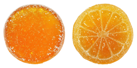 Marmalade candy in sugar isolated on transparent background, Set of