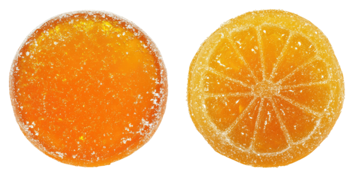 Marmalade candy in sugar isolated on transparent background, Set of