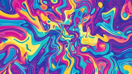 Obraz premium Colorful swirling abstract background with vibrant hues of pink, blue, yellow, and purple creating dynamic movement