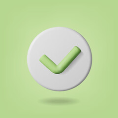 3d green checkmark icon on white circle