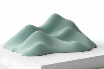 Abstract pastel green hills, 3D render, minimalist landscape, modern art, smooth curves, serene, calm, digital art, background, texture, design element.