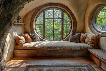 Cozy Treehouse Reading Nook With Oval Window