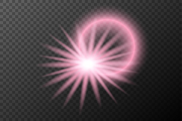 light effect pink isolated flare explosion shiny dust line solar flare star spark neon light holidays festival, vector element