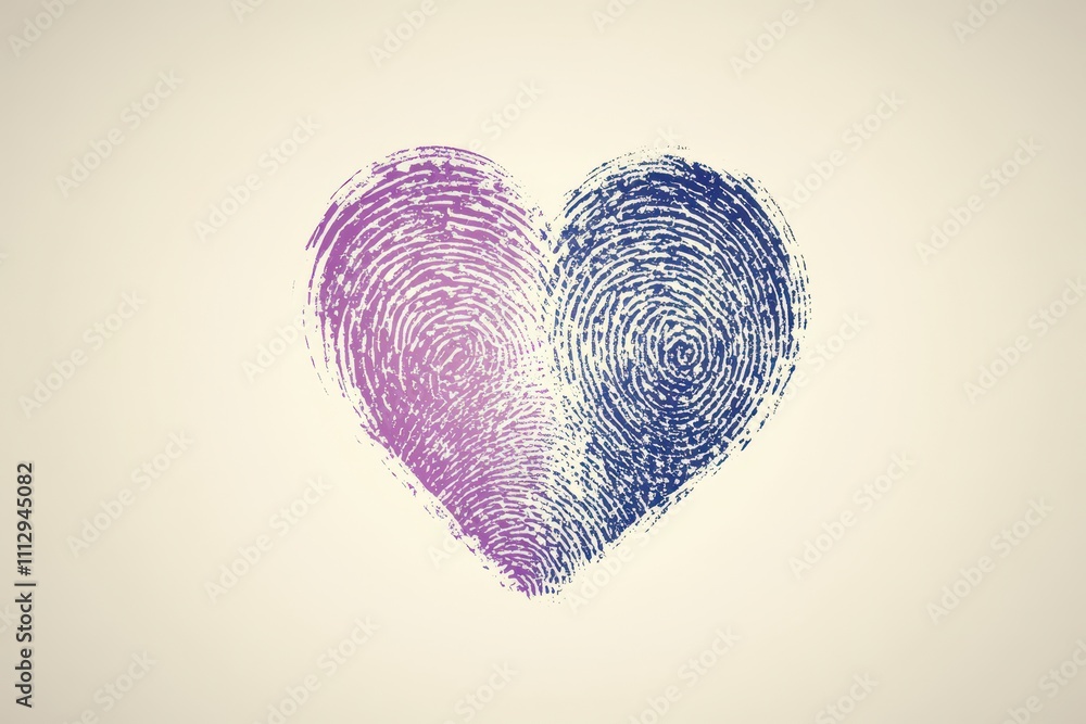 Aufkleber unique fingerprint art design combining heart shape with colorful patterns showcasing love and indiv