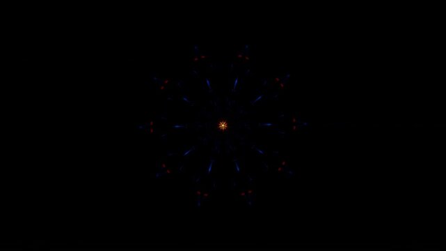 Glowing geometric figures with rhythmic pulsations in a VJ loop