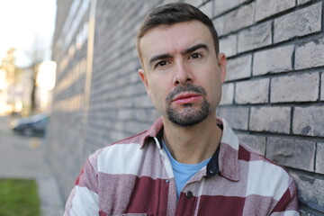 Serious looking man with copy space 