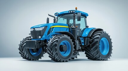Modern Blue Agricultural Tractor Powerful Machine