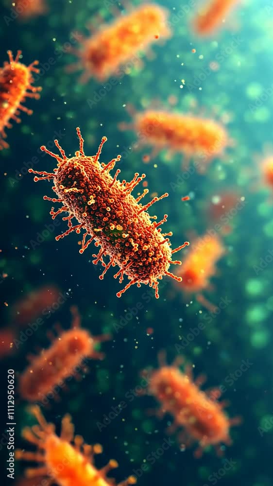 Aufkleber microscopic view of vibrant bacteria in a fluid environment showcasing their unique structures and m