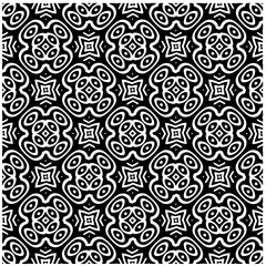 Fototapeta premium White background with black pattern. Seamless texture for fashion, textile design, on wall paper, wrapping paper, fabrics and home decor. Simple repeat pattern. 