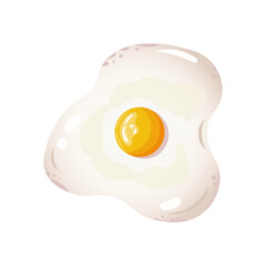 Hand drawn vector illustration of a fried chicken egg. Isolated flat drawing in cartoon stylisation. Sunny side up