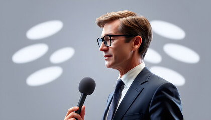 Naklejka premium Smart politician and interviewer isolated with white highlights, png