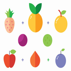Charming and Colorful Fruit Illustrations Featuring Various Types of Produce for Educational Resources and Creative Projects