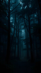 Naklejka premium Enchanted dark forest isolated with white highlights, png