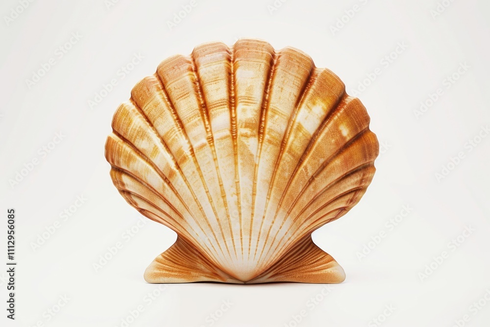 Poster A close-up photo of a shell on a white surface, great for using as a decorative element or in scientific illustrations