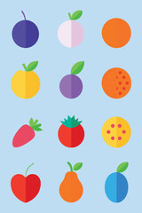 Bright and Cheerful Fruit Illustrations Featuring a Variety of Colors and Styles for Educational and Creative Uses