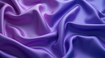 Fototapeta premium Luxurious silk fabric gracefully drapes, showcasing rich shades of purple and blue. The interplay of light on the smooth surface highlights its soft texture and elegant folds