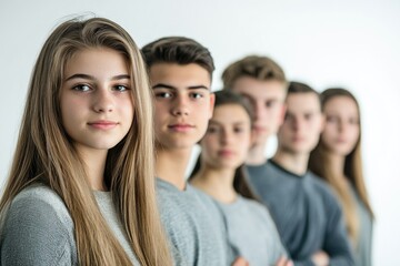 Fototapeta premium A group of youthful individuals stand together, united in their friendship