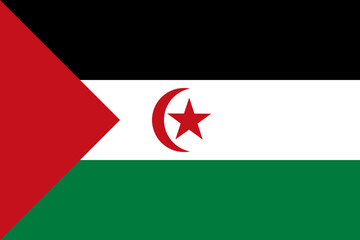 Sahrawi Arab Democratic Republic flag in official colors, dimensions and aspect ratio. Vector flag symbolizing national pride, identity, heritage, patriotism and authority