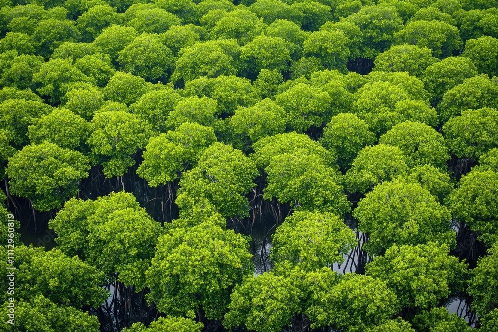 Poster a group of trees standing tall in the midst of a dense forest