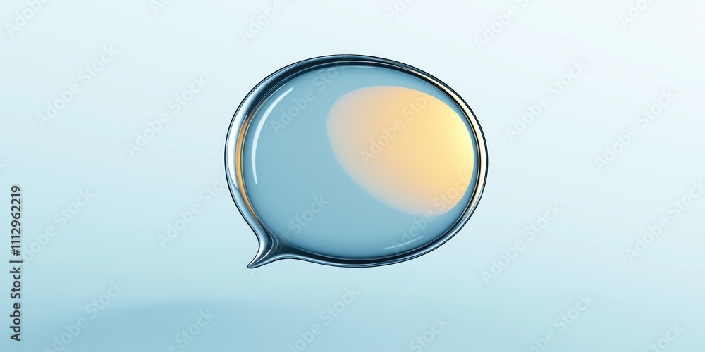 Aufkleber Isolated light blue speech bubble graphic. Modern abstract design. Empty space for text message. Suitable for communication design. Ideal for web apps presentations design, social media content.