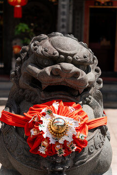 Chinese Lion Statue in a Taoist temple